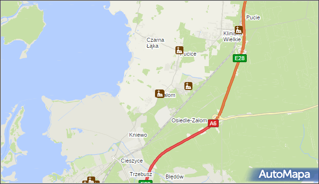 mapa Załom gmina Goleniów, Załom gmina Goleniów na mapie Targeo