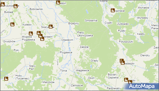 mapa Załozie, Załozie na mapie Targeo