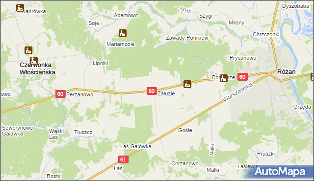 mapa Załuzie, Załuzie na mapie Targeo