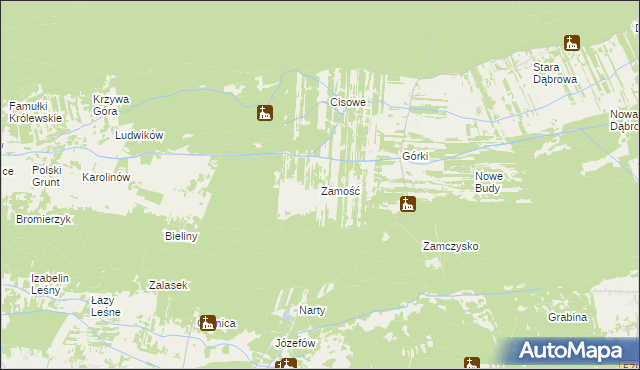 mapa Zamość gmina Leoncin, Zamość gmina Leoncin na mapie Targeo