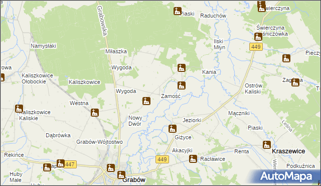 mapa Zamość gmina Sieroszewice, Zamość gmina Sieroszewice na mapie Targeo