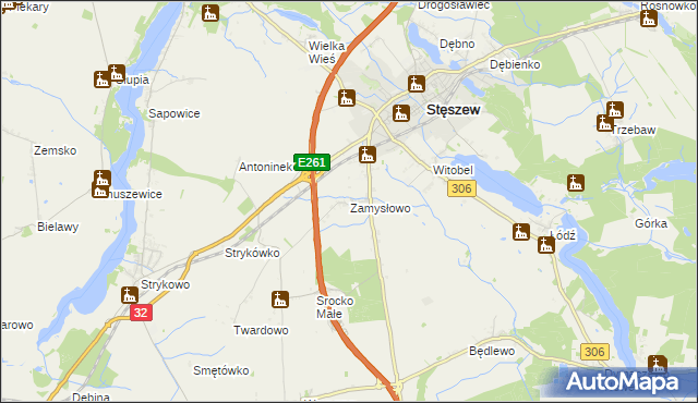 mapa Zamysłowo, Zamysłowo na mapie Targeo