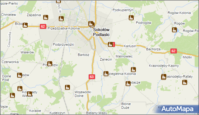 mapa Żanecin, Żanecin na mapie Targeo