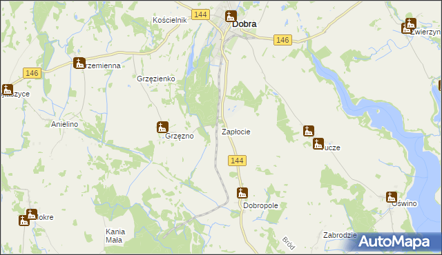 mapa Zapłocie gmina Dobra, Zapłocie gmina Dobra na mapie Targeo