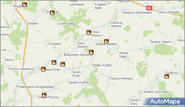 mapa Zaręby-Kromki, Zaręby-Kromki na mapie Targeo