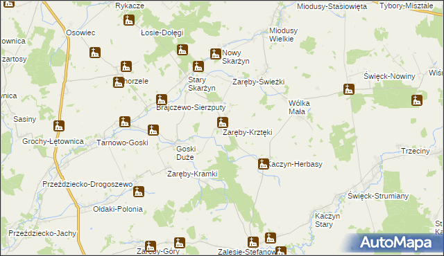 mapa Zaręby-Krztęki, Zaręby-Krztęki na mapie Targeo
