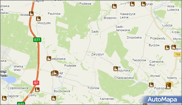 mapa Zaryszyn, Zaryszyn na mapie Targeo