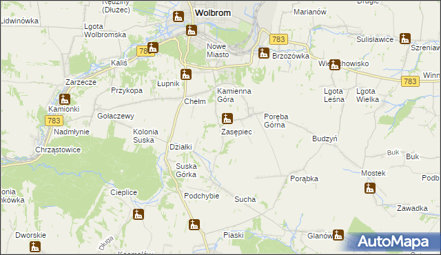mapa Zasępiec, Zasępiec na mapie Targeo