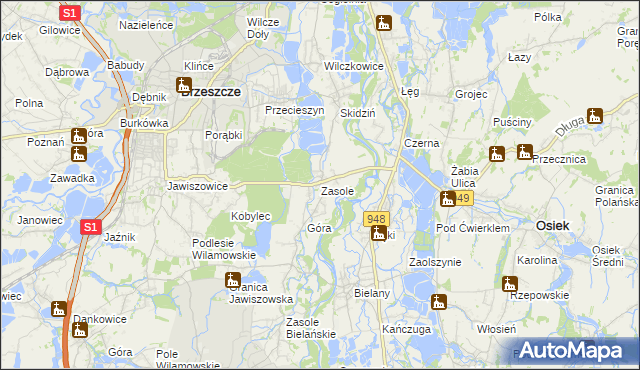 mapa Zasole, Zasole na mapie Targeo