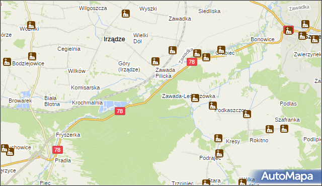 mapa Zawada-Leśniczówka, Zawada-Leśniczówka na mapie Targeo