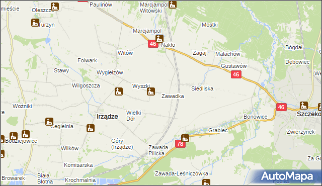 mapa Zawadka gmina Irządze, Zawadka gmina Irządze na mapie Targeo