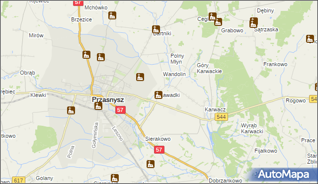 mapa Zawadki gmina Przasnysz, Zawadki gmina Przasnysz na mapie Targeo