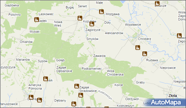 mapa Zawarża, Zawarża na mapie Targeo