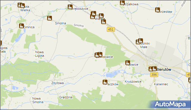 mapa Zawidowice gmina Bierutów, Zawidowice gmina Bierutów na mapie Targeo