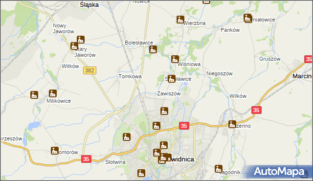 mapa Zawiszów, Zawiszów na mapie Targeo