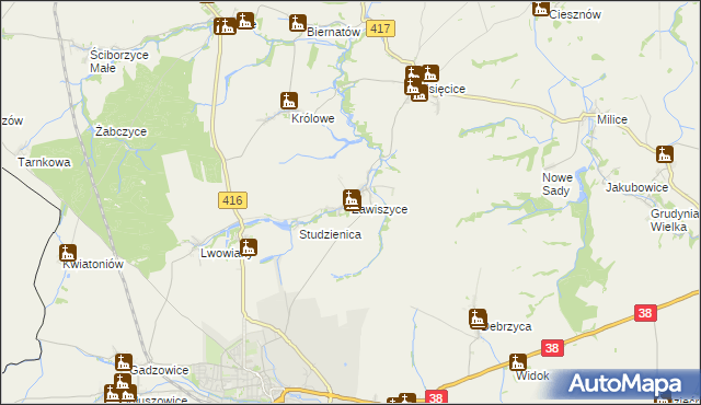 mapa Zawiszyce, Zawiszyce na mapie Targeo