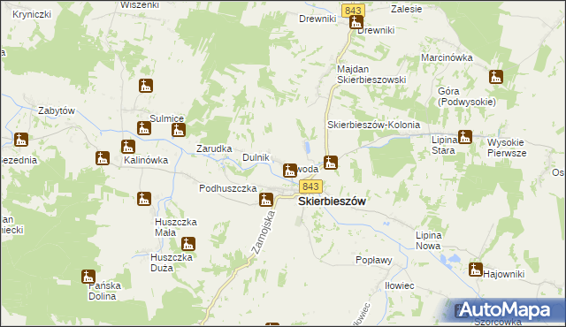 mapa Zawoda gmina Skierbieszów, Zawoda gmina Skierbieszów na mapie Targeo