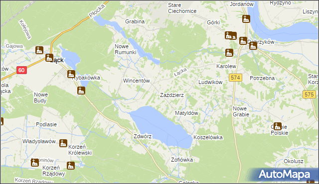 mapa Zaździerz, Zaździerz na mapie Targeo