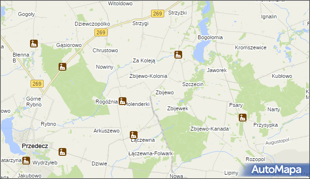 mapa Zbijewo, Zbijewo na mapie Targeo