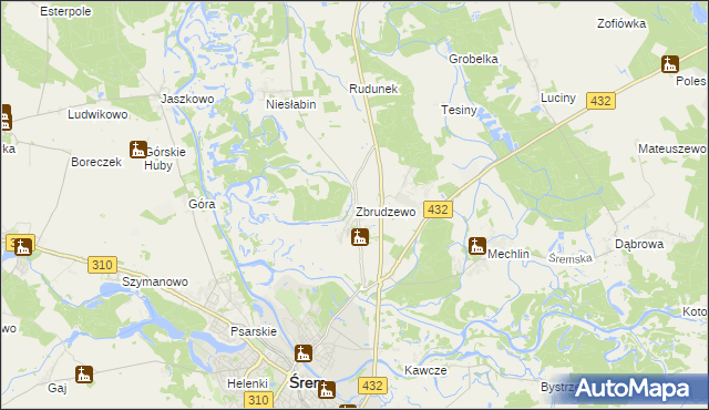 mapa Zbrudzewo, Zbrudzewo na mapie Targeo