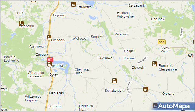 mapa Zbytkowo, Zbytkowo na mapie Targeo