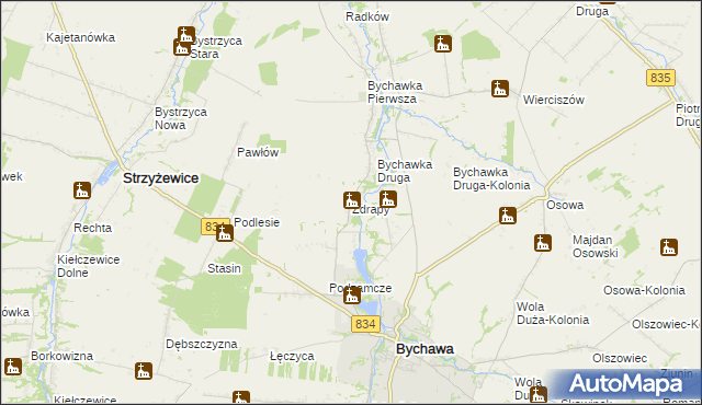 mapa Zdrapy gmina Bychawa, Zdrapy gmina Bychawa na mapie Targeo