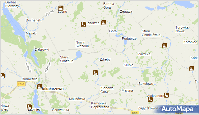 mapa Zdręby, Zdręby na mapie Targeo