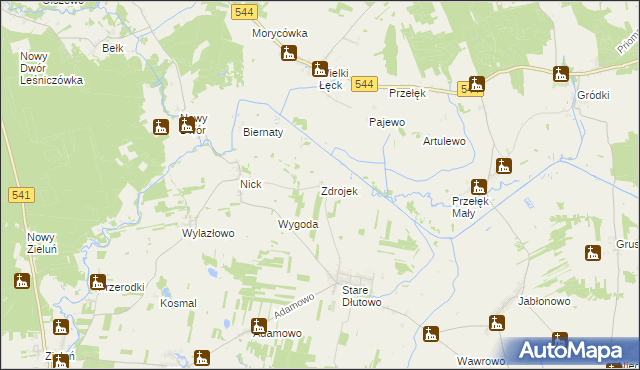 mapa Zdrojek gmina Lidzbark, Zdrojek gmina Lidzbark na mapie Targeo