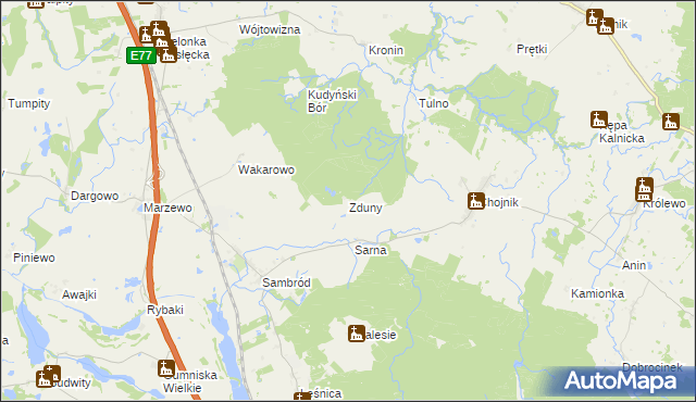 mapa Zduny gmina Małdyty, Zduny gmina Małdyty na mapie Targeo