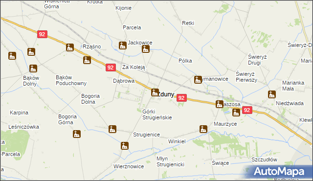 mapa Zduny powiat łowicki, Zduny powiat łowicki na mapie Targeo