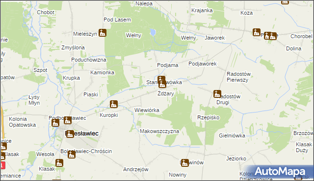 mapa Żdżary gmina Bolesławiec, Żdżary gmina Bolesławiec na mapie Targeo