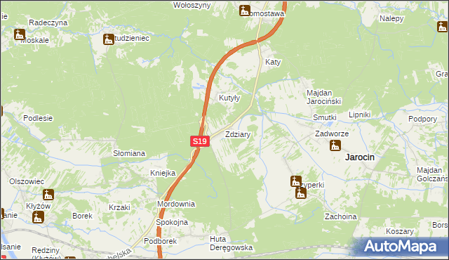 mapa Zdziary gmina Jarocin, Zdziary gmina Jarocin na mapie Targeo