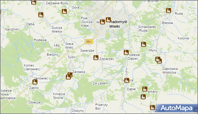 mapa Zdziarzec, Zdziarzec na mapie Targeo