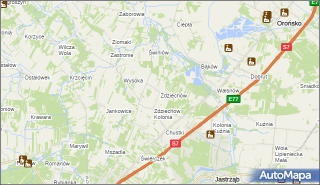 mapa Zdziechów gmina Szydłowiec, Zdziechów gmina Szydłowiec na mapie Targeo