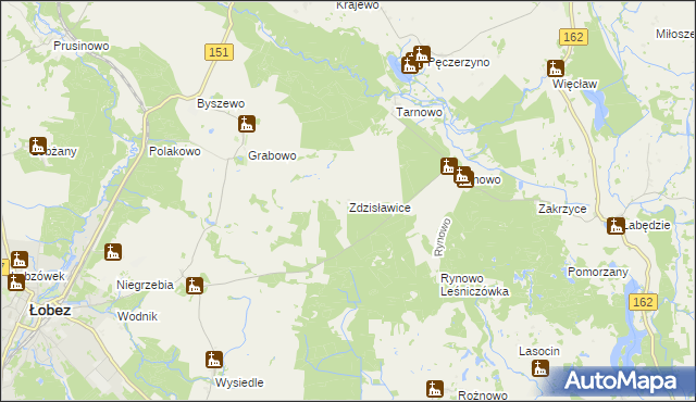mapa Zdzisławice gmina Łobez, Zdzisławice gmina Łobez na mapie Targeo