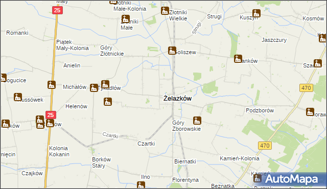mapa Żelazków powiat kaliski, Żelazków powiat kaliski na mapie Targeo
