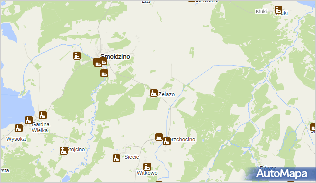 mapa Żelazo gmina Smołdzino, Żelazo gmina Smołdzino na mapie Targeo