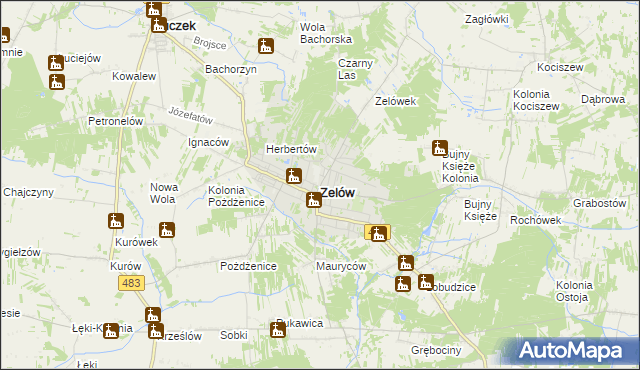 mapa Zelów, Zelów na mapie Targeo