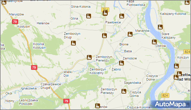 mapa Zemborzyn Pierwszy gmina Solec nad Wisłą, Zemborzyn Pierwszy gmina Solec nad Wisłą na mapie Targeo