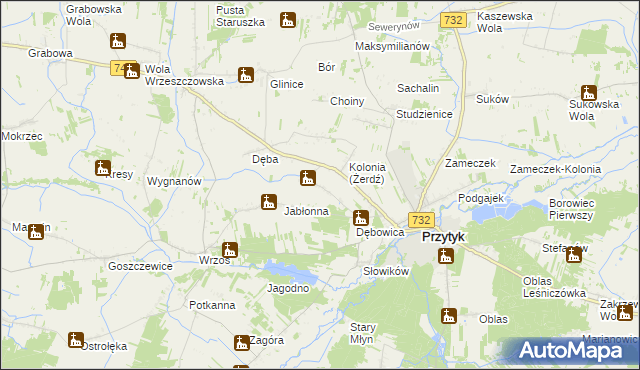 mapa Żerdź gmina Przytyk, Żerdź gmina Przytyk na mapie Targeo
