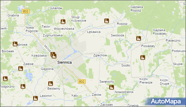 mapa Zglechów, Zglechów na mapie Targeo