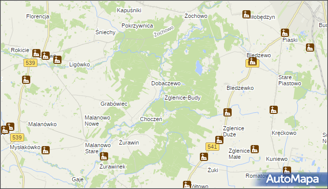 mapa Zglenice-Budy, Zglenice-Budy na mapie Targeo