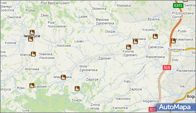 mapa Zgłobień, Zgłobień na mapie Targeo