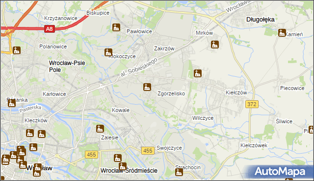 mapa Zgorzelisko, Zgorzelisko na mapie Targeo