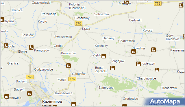 mapa Zięblice, Zięblice na mapie Targeo