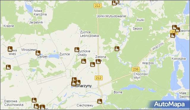 mapa Zielona Huta, Zielona Huta na mapie Targeo