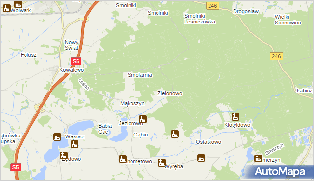 mapa Zielonowo gmina Szubin, Zielonowo gmina Szubin na mapie Targeo