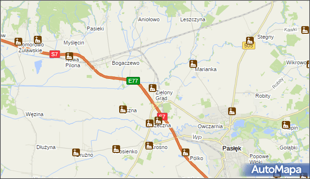mapa Zielony Grąd, Zielony Grąd na mapie Targeo