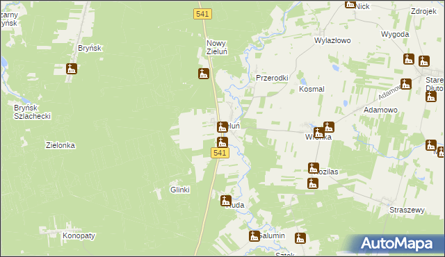 mapa Zieluń-Osada, Zieluń-Osada na mapie Targeo