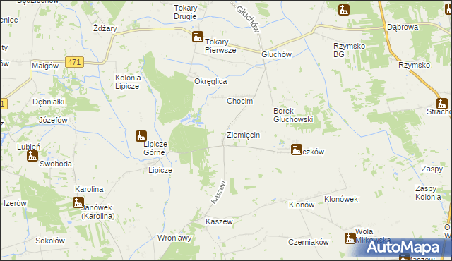 mapa Ziemięcin gmina Goszczanów, Ziemięcin gmina Goszczanów na mapie Targeo